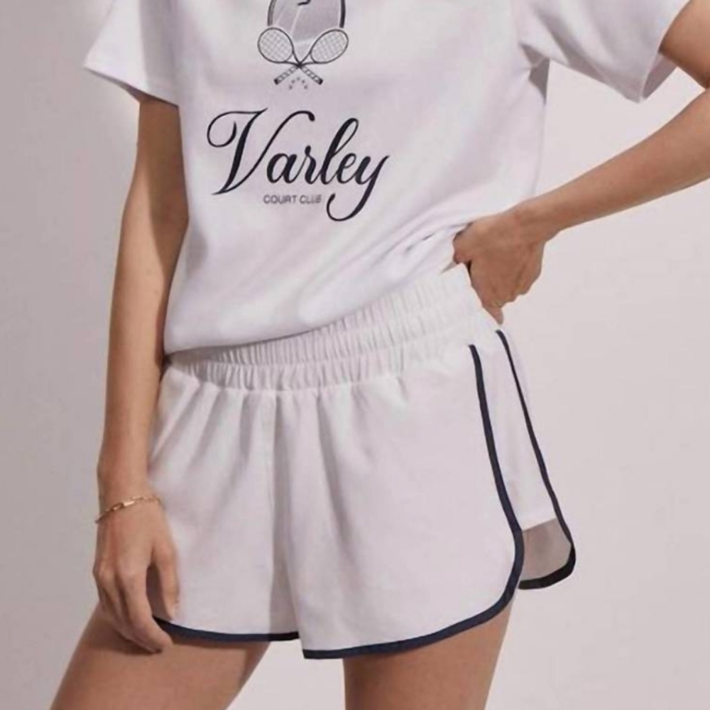 NEW VARLEY arlington running shorts in white Large